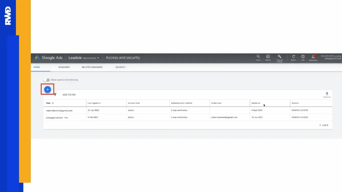 how to grant google ads access