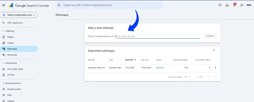 submit sitemap
